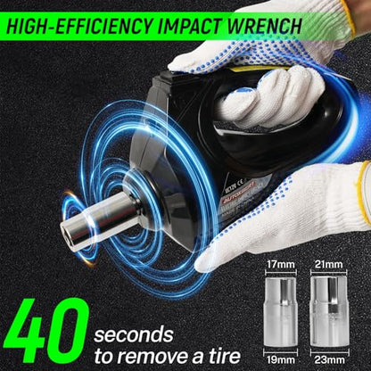 Electric Car Jack 5 Ton 11000lbs 4 in 1 12V Hydraulic Floor Jack Kit with Electric Impact Wrench & Tire Inflator Pump Digital Display Lift Range 6.1-17.7 Inch for SUV Sedan Truck Emergency Tire Change