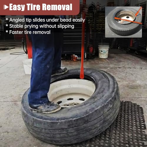 Tire Mount and Demount Iron 41" Tire Spoon Bar with Upgraded Mount End, Heavy-Duty Tire Changing Tool for Efficient Removal & Installation