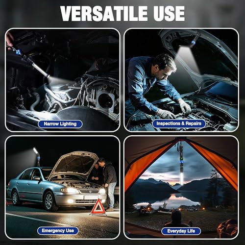 WORKPRO Magnetic LED Work Light, 3200mAh Foldable Rechargeable Flashlight, Mechanic Light with 360° Rotation & Dimming Mode, Portable 1200LM Flood Light for Camping, Repair, Emergency, 4 Modes, 1 Pack