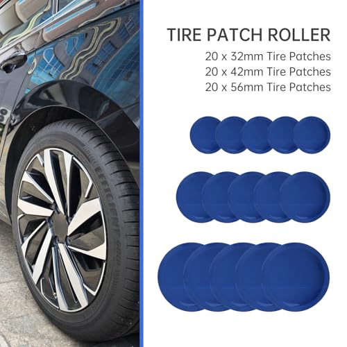 Windance Tire Repair Kit for Grinding, 42mm Buffing Wheel Inner Liner Scraper Patch Roller 60pcs Rubber Ratches (32/42/58mm) Pencil Tire Pressure Gauge for Car Truck Motorcycle ATV UTV Bicycle E-Bike