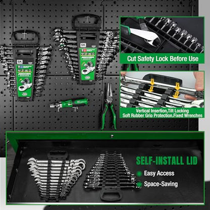 SK Flex-Head Ratcheting Wrench Set, Combination Wrench Set, 25-Piece, SAE 1/4" to 1", Metric 8 to 19mm, 72-Tooth, Premium CR-V Construction, with Rack Organizer - size: Metric&SAE
