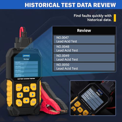 AUTOOL Car Battery Tester 12V 24V 30-2000 CCA Cranking Charging Load Test | Battery Load Tester Automotive Battery Analyzer, Color Screen Data Review Reverse Polarity Protection