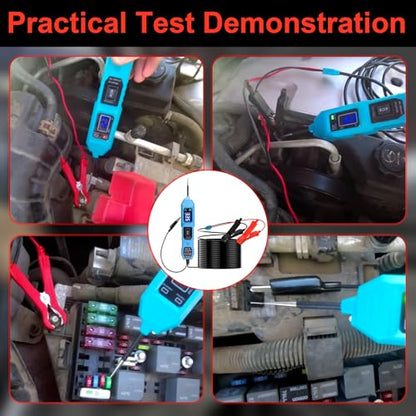 Automotive Power Circuit Probe Tester 3.5-36V DC,6-in-1 Automotive Circuit Tester with Blue Backlit LCD,Overload Protection & 14.7FT Cable,Test Light for Car Truck Motorcycle Boat Trailer(Blue) - style: Blue Set