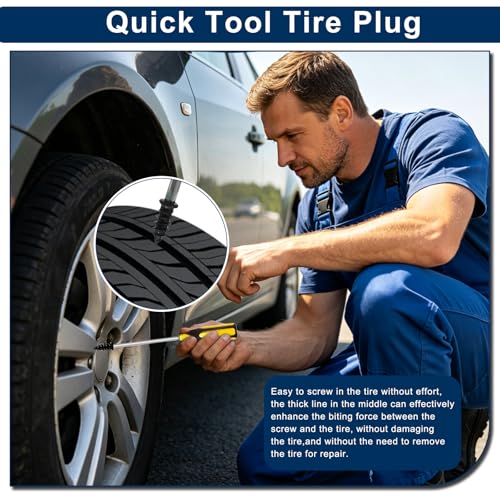 60 Pcs Tire Repair Rubber Nail, Tire Repair Nail Tire Repair Rubber Screws Fast Tool Self-Service Tire Repair Nail Vacuum Tire Repair Rubber Nail, Suitable for Car Motorcycle Jeep Tire Puncture Repair - color: 60 Pcs