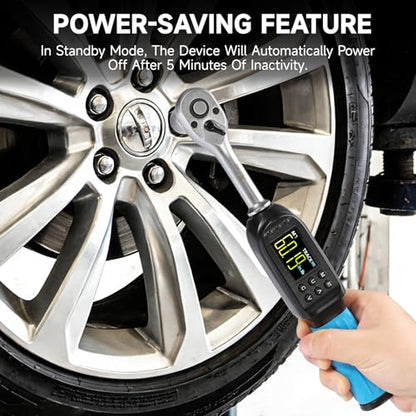 DISEN 3/8 inch Digital Torque Wrench (5-135 N.m / 3.7-99.6 Ft.lb), ±2% Accuracy, 8 Presets & 500 Data Memory, 5 Units, LED & Buzzer Alert, Tracking/Peak Modes, for Automotive Motorcycle Bicycle DIY - size: 3/8 inch