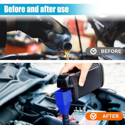 Flexible Car Fuel Funnel, Foldable Clasp Gasoline Funnels, 5PCS | Retractable Plastic Automotive Oil Exchange Funnels, Universal Draining Tool for Cars and Motorcycles - color: 5PCS