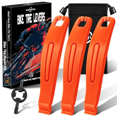 SARDVISA Bike Tire Levers| Ultra Strong Tire Levers & Stainless Steel Tire Spoons, Bike Tire Removal Tool for Road or Mountain Bike Tires, Must Have Bike Tire Tool in Bike Tire Repair Kit - size: 3-Pack Ultra Strong