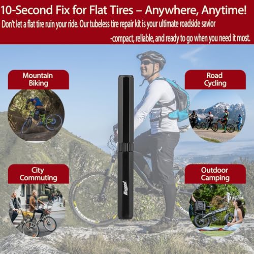 Tubeless Tire Repair Kit with Plugs, Tire Plug Kit, Portable Bike Tools, Flat Tire/Puncture Repair Kit, Tubeless Bike Tire Emergency Repair Kit - color: Black