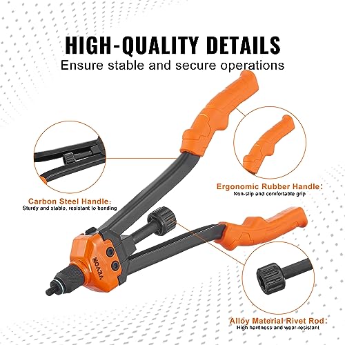 VEVOR 16" Rivet Nut Tool, Labor-Saving Rivnut Tool Kit with 13PCS Metric & SAE Mandrels, 186PCS Rivet Nuts,M3, M4, M5, M6, M8, M10, M12, 1/4-20, 5/16-18, 3/8-16,1/2-13, 8-32, 10-24 with Carrying Case - size: 16", style: RIVET NUT TOOL