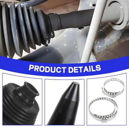 Wuyaoyao 13PCS CV Axle Boot Repair Kit, 2PCS Silicone CV Boot with 4 Stainless Steel Clamps & 6 Cable Ties & Expander Tool, Waterproof Dustproof CVs Joint Boots Kit, Universal Car Accessories (Black) - color: Black