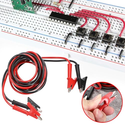 Sumnacon Dual Ended Crocodile Alligator Clips, 15A Test Lead Wire Cable with Insulators Clips, 2Pcs 6.6 Ft/2M Test Flexible Cable with Protective Jack Copper Clamps for Electrical Testing - size: 2 m