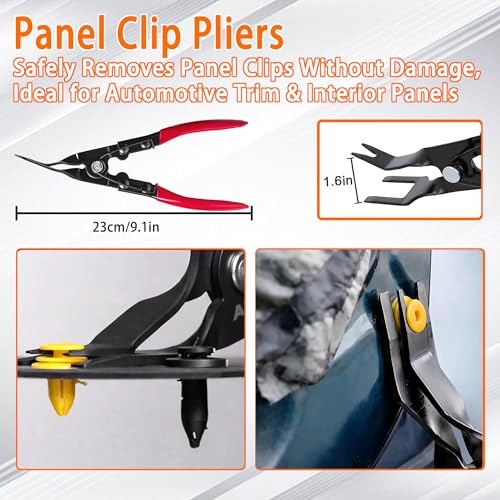 8-Piece Fuel Line Disconnect Tool Set with Hose Clamp Pliers, Relay Puller, Panel Clip, Trim Clip & Push Pin Removal Tools for Automotive Repair