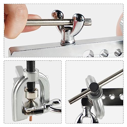 Thorstone Double & Single Flaring Tool Kit for Brake Line and Brass Tubing Tool with Extra Adapters, 45 Degrees, Red - size: Double & Single Flaring