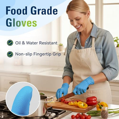 SWIFTLITE Nitrile Gloves, Food Safe Disposable Gloves Latex Free, Blue Rubber Gloves Powder Free for Cooking and Cleaning - size: Large