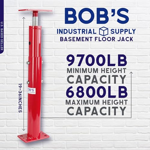 BISupply Basement Floor Jack 19” - 36” Adjustable Support Beam House Jack Post - Floor Lifting Joist Beam Brace for Cellar Ceiling 9700 lbs Max Capacity Screw Pole Jack - size: 36 inch