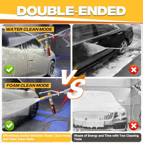 M MINGLE Magnetic Foam Cannon with Dual Connector, Undiluted Foam Blaster | Mini Foam Cannon for Pressure Washer with 5 Nozzle Tips, Magnetic Leakproof Bottle, Adjustable Foam Knob, 1/4" QC, 3600 PSI - size: 100 ML