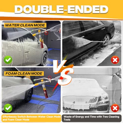 M MINGLE Magnetic Foam Cannon with Dual Connector, Undiluted Foam Blaster | Mini Foam Cannon for Pressure Washer with 5 Nozzle Tips, Magnetic Leakproof Bottle, Adjustable Foam Knob, 1/4" QC, 3600 PSI - size: 100 ML