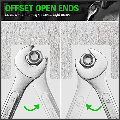 SWANLAKE GARDEN TOOLS 26-Piece Combination Wrench Set with Roll-up Pouch, SAE 1/4” - 1”, Metric 8mm - 24mm, Perfect for General Household, Garage, Auto Repairs and Travel Emergency - style: 26PCS Metric&SAE