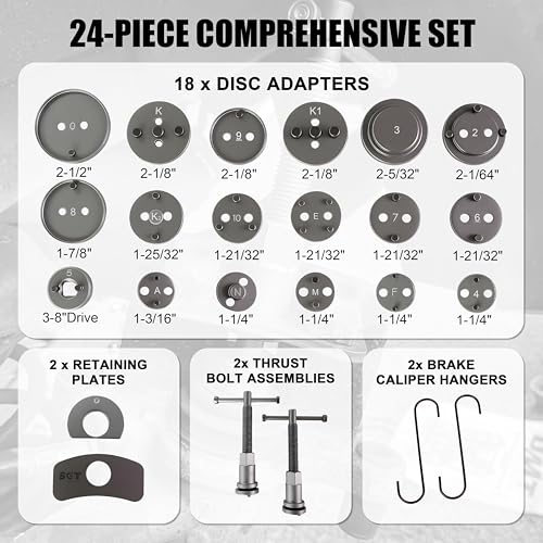 SGT 32pcs Brake Tool Kit,22pcs Heavy Duty Caliper Compression Tool and 8pcs Drum Brake Tool Kit,Brake Caliper Tool Set and Drum Brake Tool with Brake Spring Tool Compressor Pliers Installer Remover