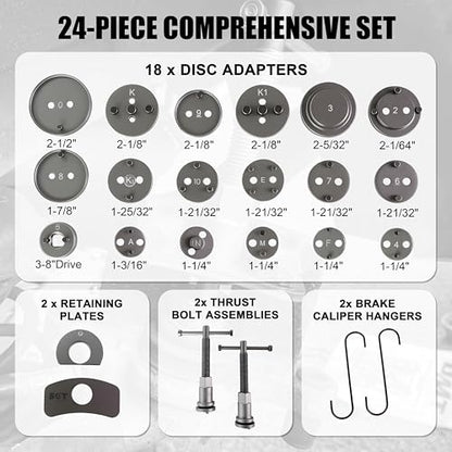 SGT 32pcs Brake Tool Kit,22pcs Heavy Duty Caliper Compression Tool and 8pcs Drum Brake Tool Kit,Brake Caliper Tool Set and Drum Brake Tool with Brake Spring Tool Compressor Pliers Installer Remover