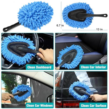 Luscinum Car Interior Duster Detailing Cleaning Gel Brushes Kit, | Soft Dust Detail Crevice Brush Slime Putty Cleaner Accessories Tools for Dashboard,Air Vent,Panel,Leather