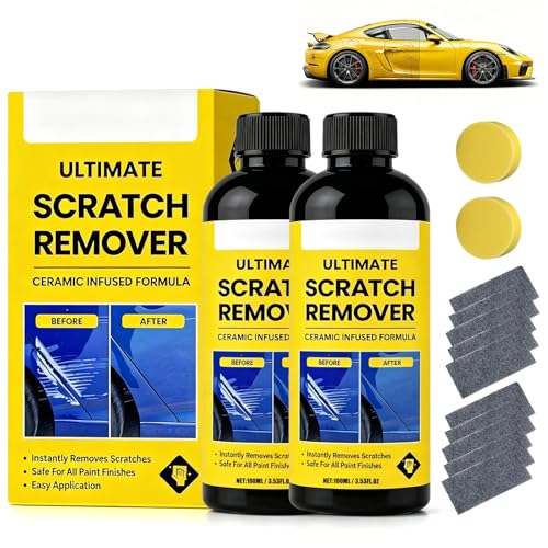 2Pcs Scratch Remover, 3.53 Fl Oz Plastic Polish Scratchs Removers, Professional Grade Car Scratch Repair Remover, All Paint Colors Polishing Kit, Quick Repair Scratches and Restore Shine