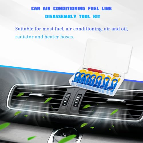 16PCS Car AC Fuel Line Disconnect Removal Tool Set, 1/4 5/16 3/8 1/2 5/8 3/4 7/8 Inch Master Valve Core Remover Kit, AC Transmission Cooler Line Quick Disconnect Set for Auto Repair