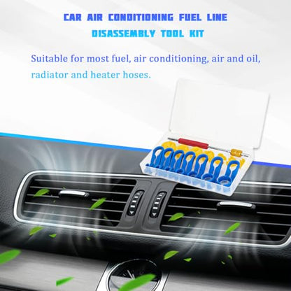 16PCS Car AC Fuel Line Disconnect Removal Tool Set, 1/4 5/16 3/8 1/2 5/8 3/4 7/8 Inch Master Valve Core Remover Kit, AC Transmission Cooler Line Quick Disconnect Set for Auto Repair