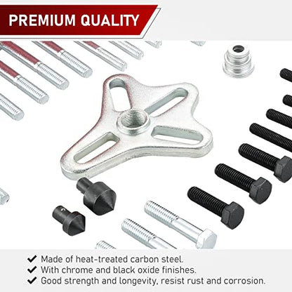 ATPEAM 46pcs Harmonic Balancer Puller Set | Steering Wheel Puller Kit, Use with Harmonic Balancers, Crankshaft Pulleys and Gears, Work on Most Cars, Pickups, SUVs