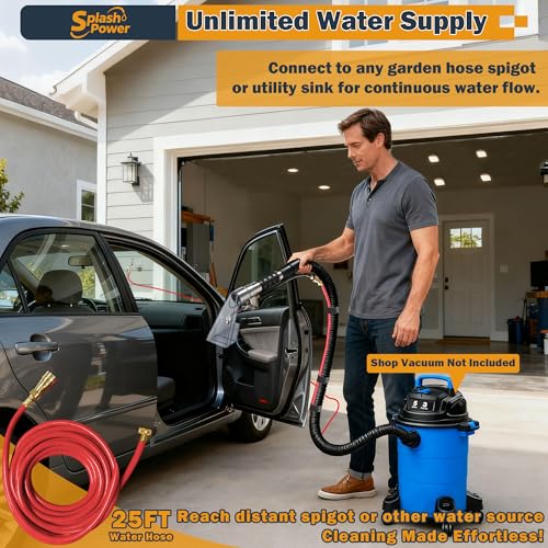 Shop Vac Extractor Attachment Kit for Wet/Dry Vacuum, Universal Hose Adapter for Carpet Upholstery Cleaning & Auto Detailing - size: Small B with Spray Nozzle and Water Hose