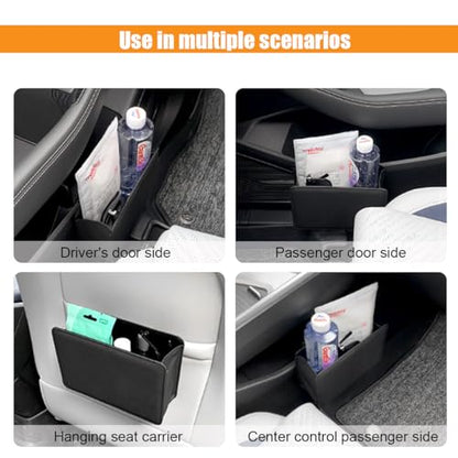 Car Trash Can, Auto Leather Trash Bin Garbage Organizer Holder with One Roll Trash Bag, Mini Foldable Dustbin Storage Bag Container, Multi-Function Trash Box for Car SUV (Black) - color: Black