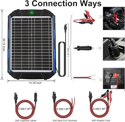 SUNER POWER 25W 12V Solar Battery Charger & Maintainer PRO, Built-in Smart MPPT Controller, Waterproof 12 Volt 25 Watt Solar Panel Trickle Charger for Car Marine RV Trailer Boat Automotive