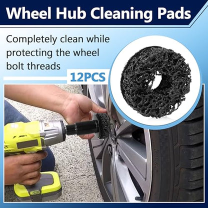 12PCS Wheel Hub Cleaning Pads, 2" Durable Nylon Web Pads, Wheel Stud Cleaner Pads - color: 12-PACK