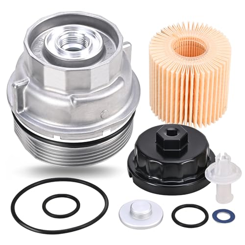 15620-31060 Oil Filter Housing Cap Assembly Kit 04152-YZZA1 15643-31050 | For Toyota Rav4 Tundra 4Runner Camry Highlander Tacoma Lexus RX350 Aluminum Oil Filter with Wrench Drain Plug 1562031060 - size: Oil Filter Cap Assembly Kit