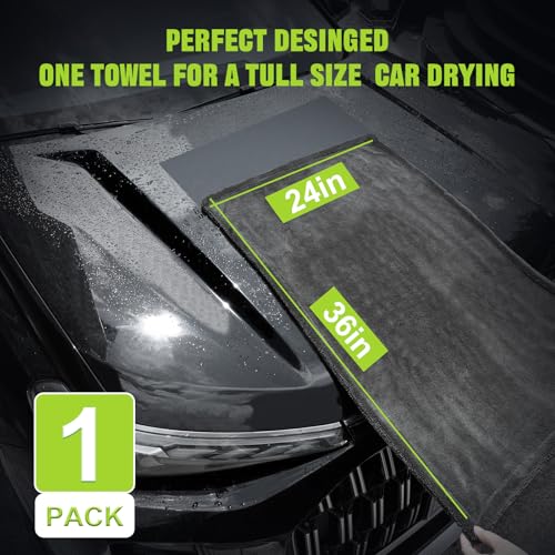 TTRCB 2 Pack Car Drying Towel, 1300 GSM Microfiber Towels for Cars (36" x 24" & 16" x 16"), Car Wash Mitt, Ultra-Absorbent, Streak Free, Car Wash Kit, Car Cleaning Detailing Supplies for SUVs, Trucks