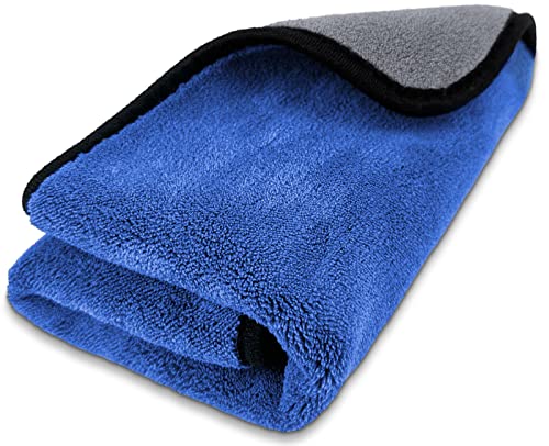 Airlab Microfiber Towels for Cars Wash Drying Thick Plush Cleaning Cloth Auto Detailing Super Absorbent for Interior & Exterior Lint Free, Streak Free, 35 x 24 Inch, 500 GSM, Pack of 1 - color: 35 X 24 Inch, Pack of 1, Blue-grey, 500 Gsm