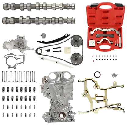 Engine Rebuild Kit Camshafts Rocker Arm Lifter For Buick Chevy 1.4L 11-21 | W/Timing Chain Kit w/Tool Kit Timing Cover Water Pump Fit For Buick Encore Chevrolet Cruze Sonic Trax 1.4 L4 DOHC 94311S