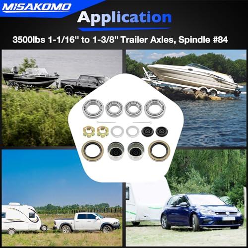 L68149 Trailer Axle Bearings Kit for 3500lb 1-1/16''*1-3/8''Axle-2 Sets | L68149/ L44649 Trailer Axle Wheel Bearings Kit Fit for Spindle #84 3500lbs 1-1/16''*1-3/8''Axle, with 171255TB Grease Seals - size: 2 sets
