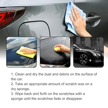 Scratch Remover for Vehicles - Car Paint Scratch Remover with Sponge & Wipe, Car Scratch Repair Kit for All Color, Auto Detailing Polish for Light to Deep Scratches (2PCS)