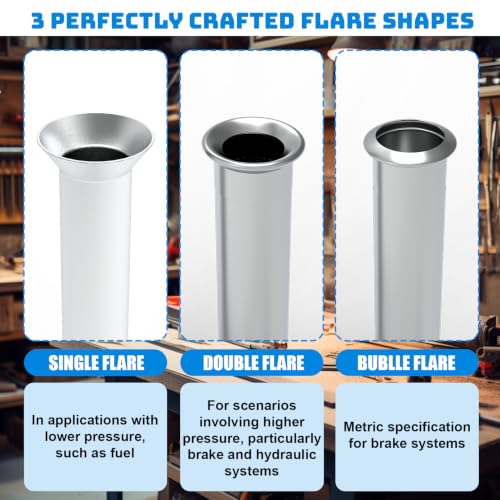 Brake Line Flaring Tool Kit, Double Flare Tool & Bubble Flare Tool for Brake Tubing | 45 & 37 Degree Flaring Tool, Fits 3/16" 1/4" 5/16" 3/8" 4.75mm Metal Tubing, Suitable for Car Repair and DIY Fabrication - size: 45 & 37 Degree