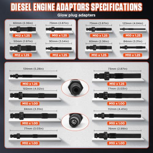 Compression Tester Automotive 46Pcs Petrol & Diesel Compression Tester Kit for HDI/TDCi/Pumpe Duse Engine Cylinder Leak Down Tester Kit with Compression Gauge,Dual-Meter Leak Detector, Adapters