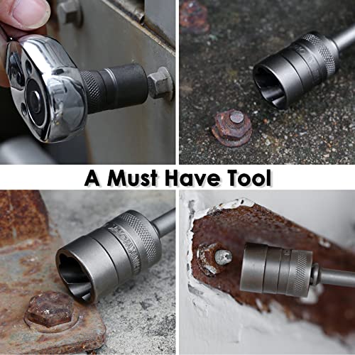 38 Pcs Bolt Extractor Kit, 1/4" 3/8" 1/2" Drive Impact Bolt & Nut Remover | for Damaged, Rusted, Rounded-Off, Stripped Fasteners, 6-27mm, Cr-Mo Steel, Compact Design for Tight Spaces, Storage Case