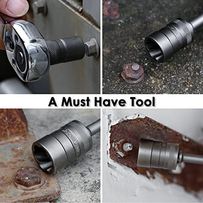 38 Pcs Bolt Extractor Kit, 1/4" 3/8" 1/2" Drive Impact Bolt & Nut Remover | for Damaged, Rusted, Rounded-Off, Stripped Fasteners, 6-27mm, Cr-Mo Steel, Compact Design for Tight Spaces, Storage Case