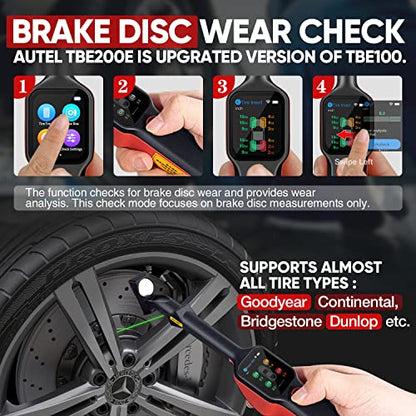 Autel Tire Brake Examiner MaxiTPMS TBE200(E): 2026 L~aser Tire Tread Depth & Brake Disc Wear Tester, 1.65” AMOLED Touchscreen, Upgrade of TBE100, Scan DOT, Dual Camera, Repair Tips Work w/ ITS600(PRO)