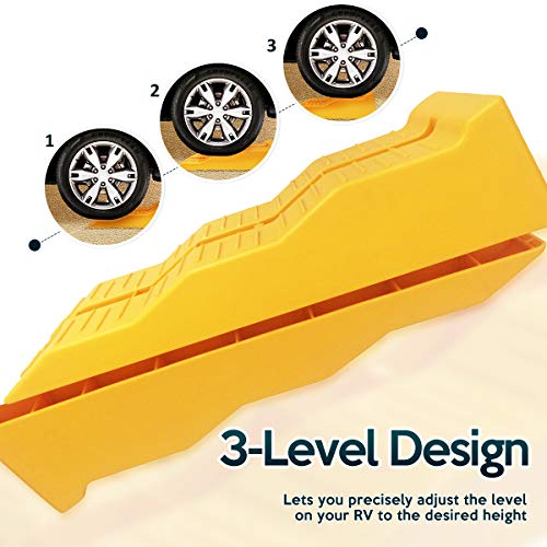 ZONETECH Automotive Leveling Ramps- Premium Quality Camper Trailer SUV Car Wheel Chocks, Leveler, Stabilizer on Uneven Ground- Great for Raising Auto - color: Yellow