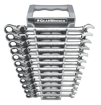 GEARWRENCH 12 Pc. 12 Pt. XL Locking Flex Head Ratcheting Combination Wrench Set, Metric - 85698 - size: 12 Pc. 12 Pt.
