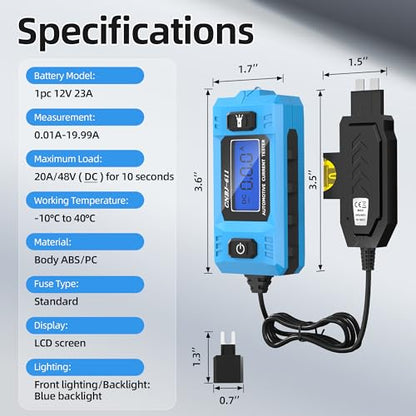 Joinfworld Car Fuse Tester Automotive Circuit Fault Probe Tester 20A 48V with Led Display & Front Lighting Car Relay Fuse Checker for Current Circuit Testing(No Battery Included)