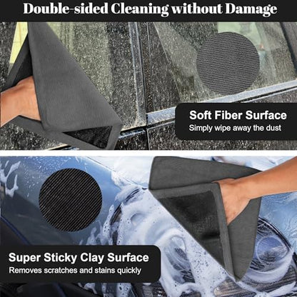 Clay Towel 2 Pack 12 x 12 Inch, Gray Clay Bar Towel for Auto Detailing Microfiber Car Cloth Cleaner Automotive for Car Detailing - color: Gray