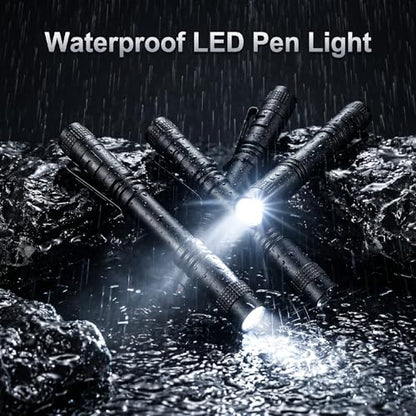 4-Pack Mini Flashlight, Powerful Small Led Pocket Flashlights with Clip | 2×AAA Battery Powered Portable Pen Light for Emergency Repair Camping Walking and Outdoor, 5.2" (Battery Not Include Long) - size: Long