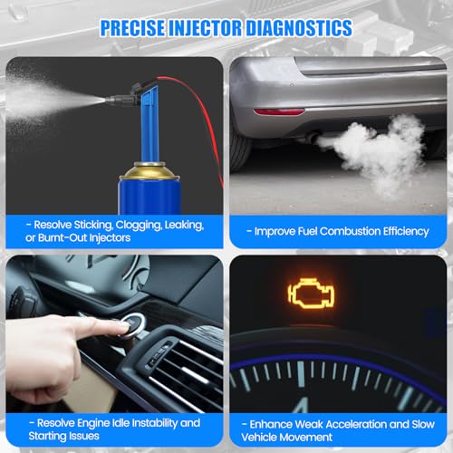 Bluetooth Universal Fuel Injector Tester and Cleaner Kit, 4 Pulse Modes, Bluetooth & APP Control, Compatible with Any Fuel Pressure Tester